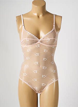 Body de lenjerie efect material satinat roz SIMONE PERELE femeie