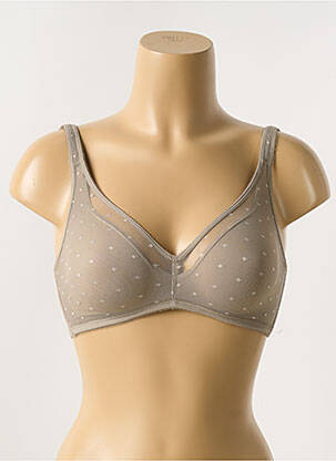Sutien fără armatură sutien cupe întregi cu decolteu înalt maro deschis GEMMA femme