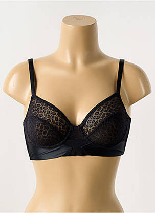 Sutien efect material satinat sutien cupe întregi cu decolteu înalt negru IMPLICITE femeie