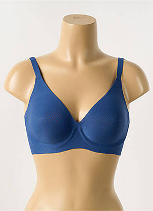 Sutien efect material satinat sutien cupe întregi cu decolteu înalt albastru CHANTELLE femeie