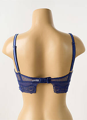 Sutien efect material satinat sutien balconet cu decolteu înalt albastru PASSIONATA femeie