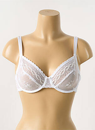 Sutien efect material satinat sutien cupe întregi cu decolteu înalt alb PASSIONATA femeie