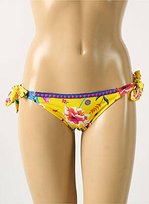 Chiloți de baie imprimeu floral bikini galben ANTIGEL femeie
