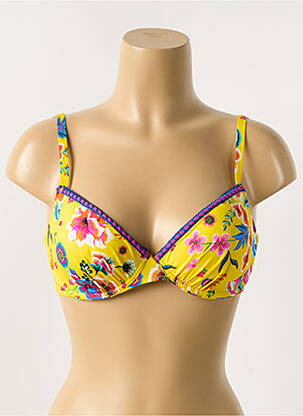 Sutien de costum de baie elasticitate sutien cupe întregi cu decolteu înalt galben ANTIGEL femeie