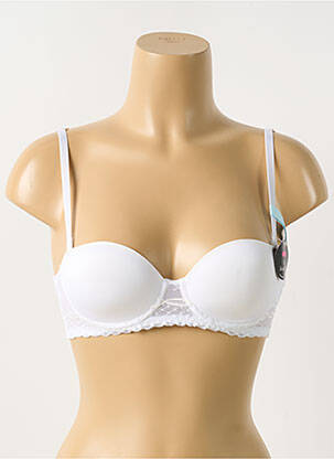 Sutien efect material satinat sutien balconet cu decolteu înalt alb PASSIONATA femeie
