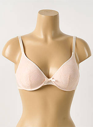 Sutien efect material satinat sutien cupe întregi cu decolteu înalt roz PASSIONATA femeie