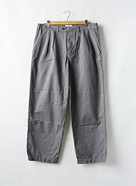 Pantalon chino țesătură poplin talie înaltă gri WANF homme