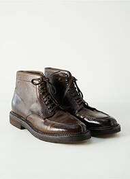 Botine/ghete țesătură satinată toc mic maro OFFICINE CREATIVE homme