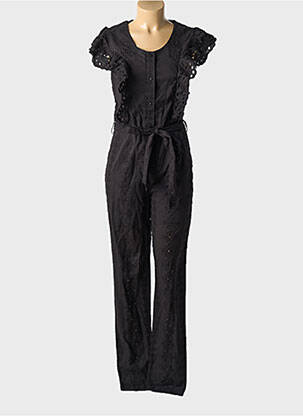 Salopetă-pantalon închidere cu fermoar la spate mâneci scurte negru JULIE GUERLANDE femeie