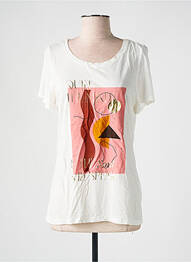 Tricou serigrafie flockată mâneci scurte alb JULIE GUERLANDE femme