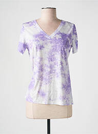 Tricou guler în v mâneci scurte violet JULIE GUERLANDE femme