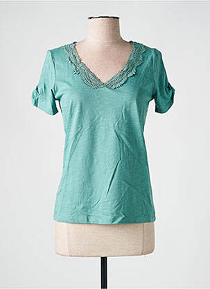 Tricou guler în v mâneci scurte verde JULIE GUERLANDE femeie