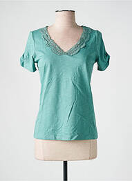 Tricou guler în v mâneci scurte verde JULIE GUERLANDE femme