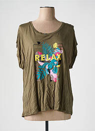Tricou serigrafie mâneci scurte verde JULIE GUERLANDE femme