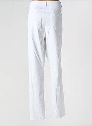 Pantalon drept țesătură poplin mărime normală alb PAUSE CAFE femeie