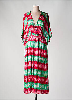 Rochie lungă imprimeu fantezie mâneci 3/4 verde ONLY femeie