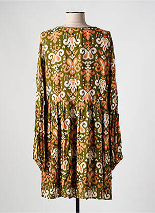 Rochie scurtă croială fluidă mâneci lungi verde EMILIE.K femeie