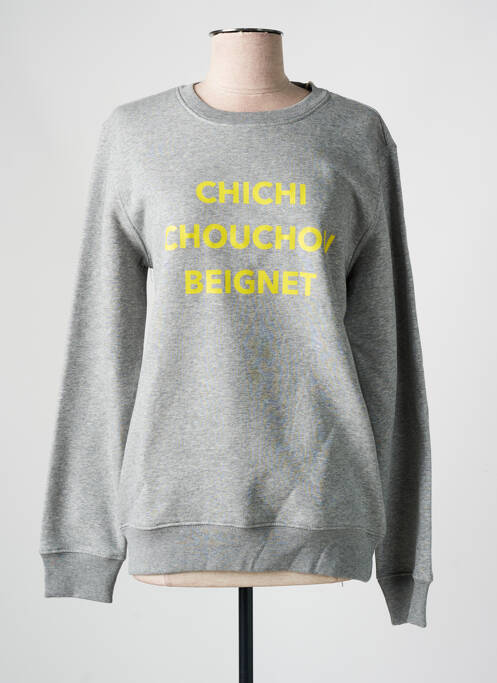 Hanorac serigrafie mâneci lungi gri MADEMOISELLE FANI femme