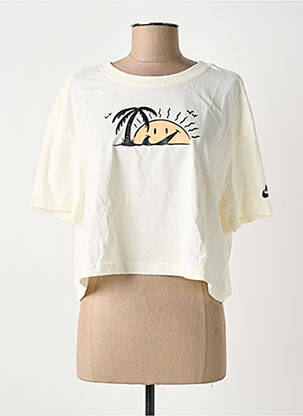 Tricou serigrafie mâneci scurte bej NIKE femeie