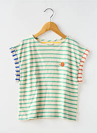 Tricou croială dreaptă mâneci scurte verde ARSENE ET LES PIPELETTES fille