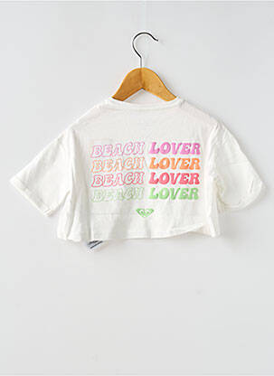 Tricou croială dreaptă mâneci scurte alb ROXY fată