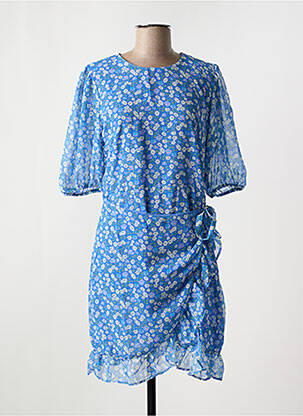 Rochie midi imprimeu floral mâneci scurte albastru NA-KD femeie