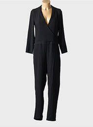Salopetă-pantalon guler în v negru VILA femme
