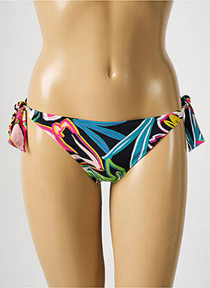 Chiloți de baie imprimeu floral bikini negru CHERRY BEACH femeie