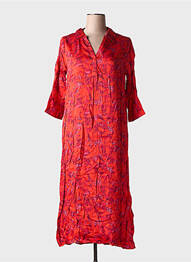 Rochie lungă imprimeu fantezie mâneci 3/4 roșu DIPLODOCUS femme