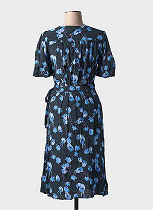 Rochie midi imprimeu floral mâneci scurte albastru LA PETITE ETOILE femeie