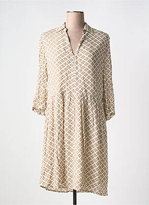 Rochie midi croială fluidă mâneci 3/4 bej YAYA femeie