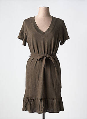 Rochie scurtă croială fluidă mâneci scurte maro YAYA femeie