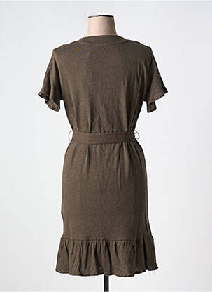 Rochie scurtă croială fluidă mâneci scurte maro YAYA femeie