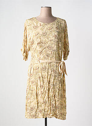 Rochie midi croială fluidă mâneci 3/4 bej YAYA femeie