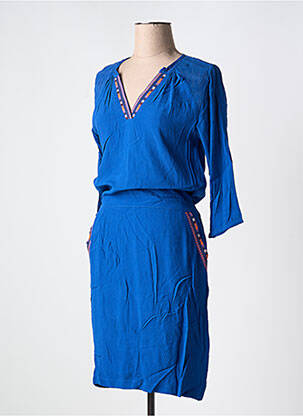 Rochie midi croială fluidă mâneci 3/4 albastru CKS femeie