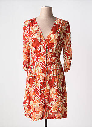 Rochie scurtă croială fluidă mâneci 3/4 portocalie GRACE & MILA femeie