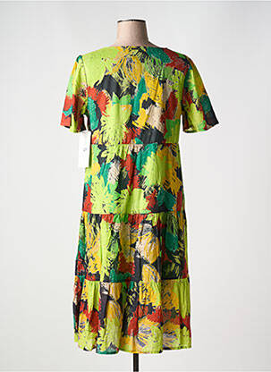 Rochie midi imprimeu floral mâneci scurte verde AGATHE & LOUISE femeie