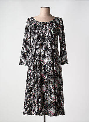 Rochie midi imprimeu fantezie mâneci lungi negru OLIVER JUNG femeie