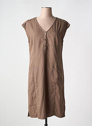 Rochie midi mâneci scurte mâneci scurte maro AGATHE & LOUISE femeie