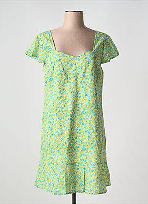 Rochie scurtă croială evazată mâneci scurte verde AGATHE & LOUISE femeie