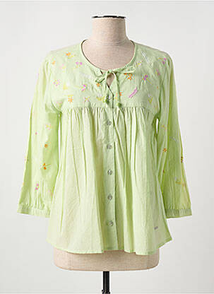 Bluză țesătură poplin mâneci 3/4 verde AGATHE & LOUISE femeie