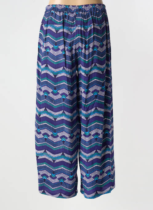 Pantalon larg țesătură poplin mărime normală albastru AGATHE & LOUISE femme