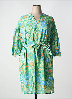 Rochie midi imprimeu floral mâneci 3/4 verde TRIANGLE femeie