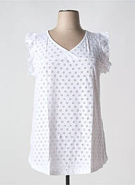 Tricou guler în v mâneci scurte alb SHEEGO femme