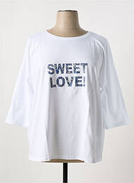 Tricou serigrafie flockată mâneci 3/4 alb SHEEGO femme