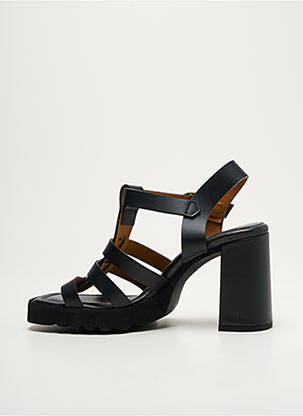Sandale/pantofi decupați material neted toc de 7 la 9 cm negru UNISA femeie