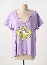 Tricou serigrafie flockată mâneci scurte violet STORIATIPIC femme
