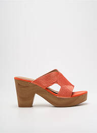 Mulete/saboți țesătură satinată toc de 7 la 9 cm portocaliu CASSIS femme