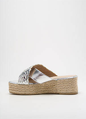 Espadrile țesătură satinată toc de 4 la 6 cm argintiu CASSIS femeie