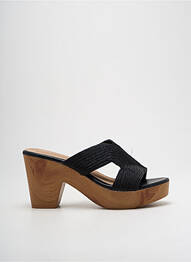 Mulete/saboți țesătură satinată toc de 7 la 9 cm negru CASSIS femme